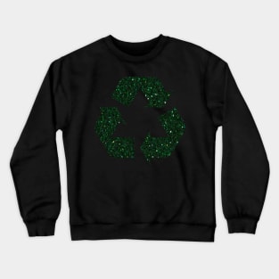 Dark Green Faux Glitter Recycle Symbol Crewneck Sweatshirt